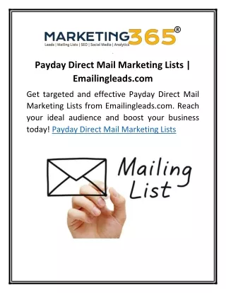 Payday Direct Mail Marketing Lists | Emailingleads.com