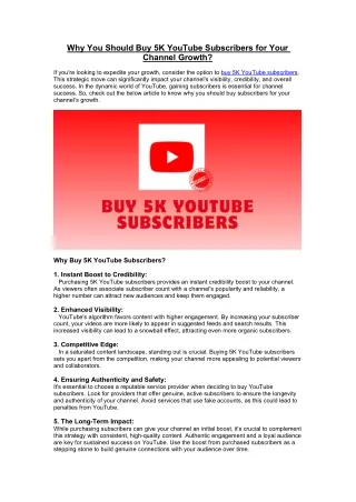 why you should buy 5k youtube subscribers
