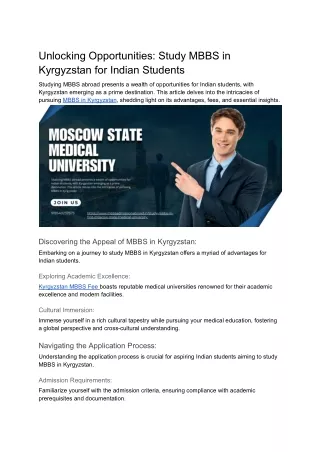 Unlocking Opportunities_ Study MBBS in Kyrgyzstan for Indian Students