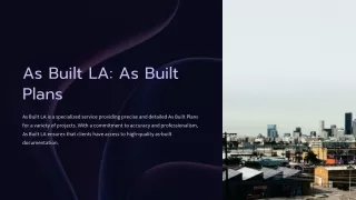 As Built LA: As Built Plans
