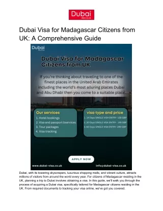 Dubai Visa for Madagascar Citizens from UK: A Comprehensive Guide