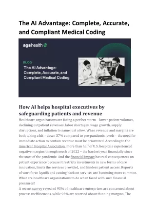 The AI Advantage: Accurate and Compliant Medical Coding | AGS Health