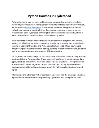 Python Course In Hyderabad