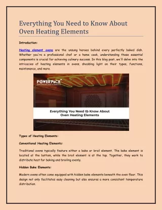 Everything You Need to Know About Oven Heating Elements