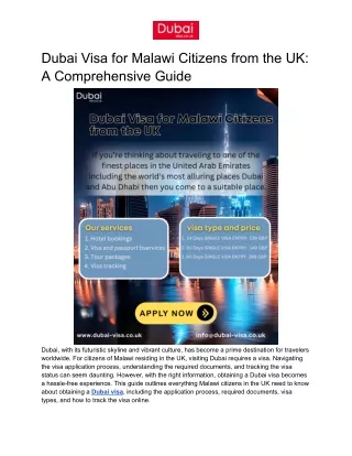 Dubai Visa for Malawi Citizens from the UK: A Comprehensive Guide