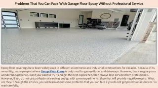 Problems That You Can Face With Garage Floor Epoxy Without Professional Service