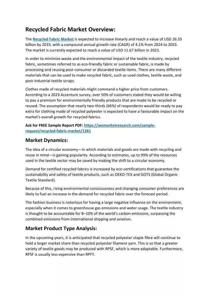 recycled fabric market overview