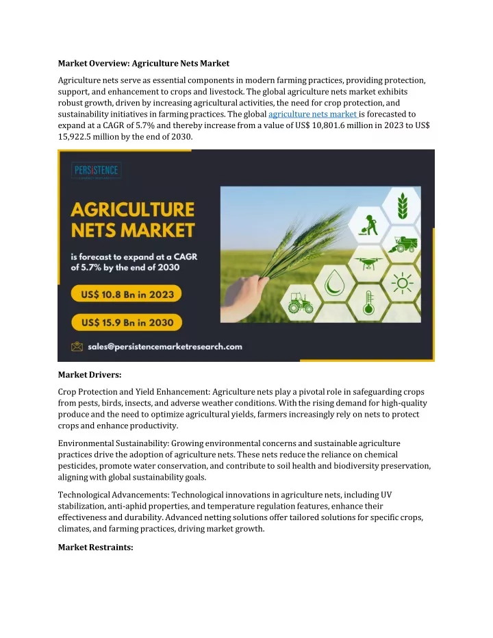 market overview agriculture nets market