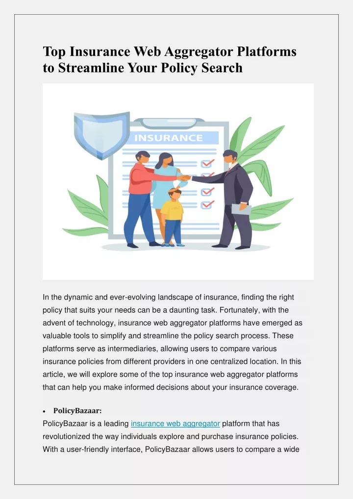 top insurance web aggregator platforms