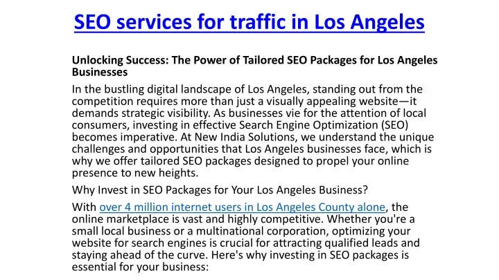 seo services for traffic in los angeles