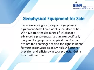 Geophysical Equipment for Sale