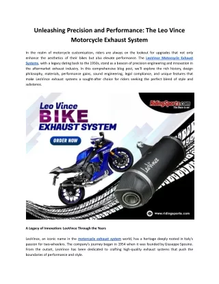 Leo Vince Exhaust System for Motorcycle in USA