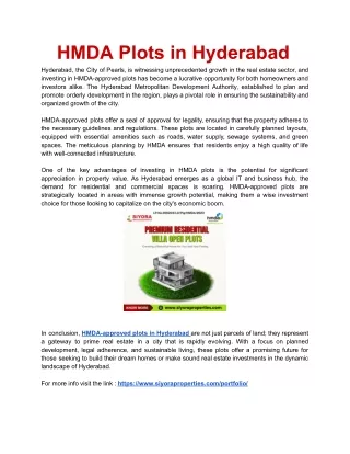 HMDA Plots in Hyderabad