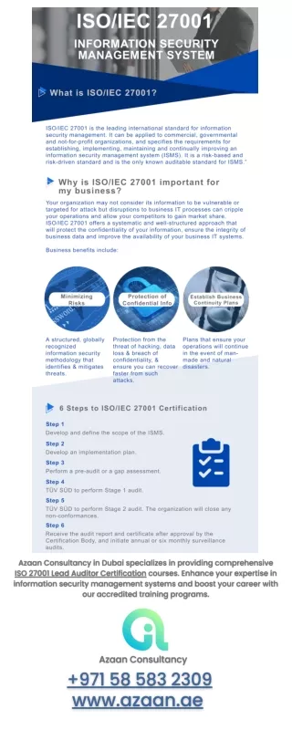 ISO 27001 lead auditor certification | Azaan Consultancy