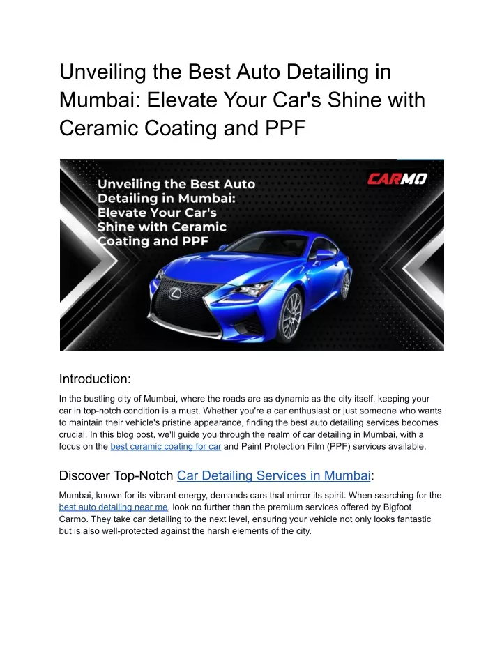 unveiling the best auto detailing in mumbai