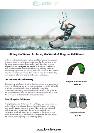 Riding the Waves Exploring the World of Slingshot Foil Boards
