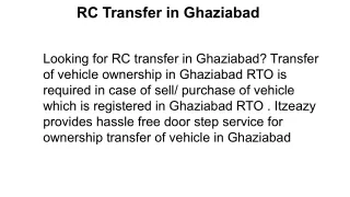 RC Transfer in Ghaziabad