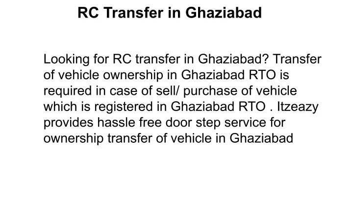 rc transfer in ghaziabad