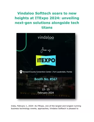 Vindaloo Softtech soars to new heights at ITExpo 2024: Unveiling next-gen soluti