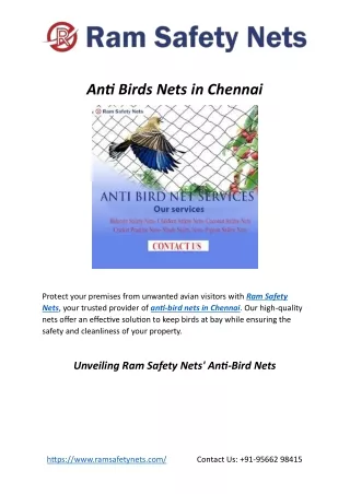 Anti Birds Nets in Chennai