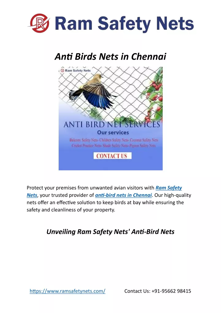 anti birds nets in chennai