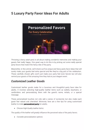 5 luxury party favor ideas for adults
