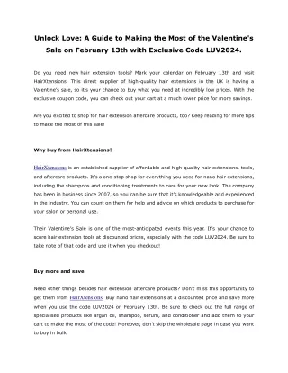 Unlock Love A Guide to Making the Most of the Valentines Sale