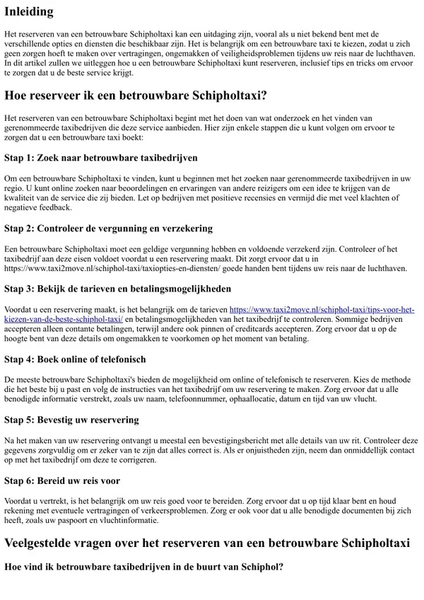 Hoe reserveer ik een betrouwbare Schipholtaxi?