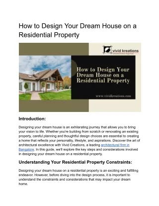 How to Design Your Dream House on a Residential Property