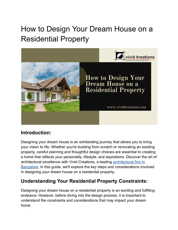 how to design your dream house on a residential
