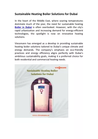 Sustainable Heating Boiler Solutions for Dubai
