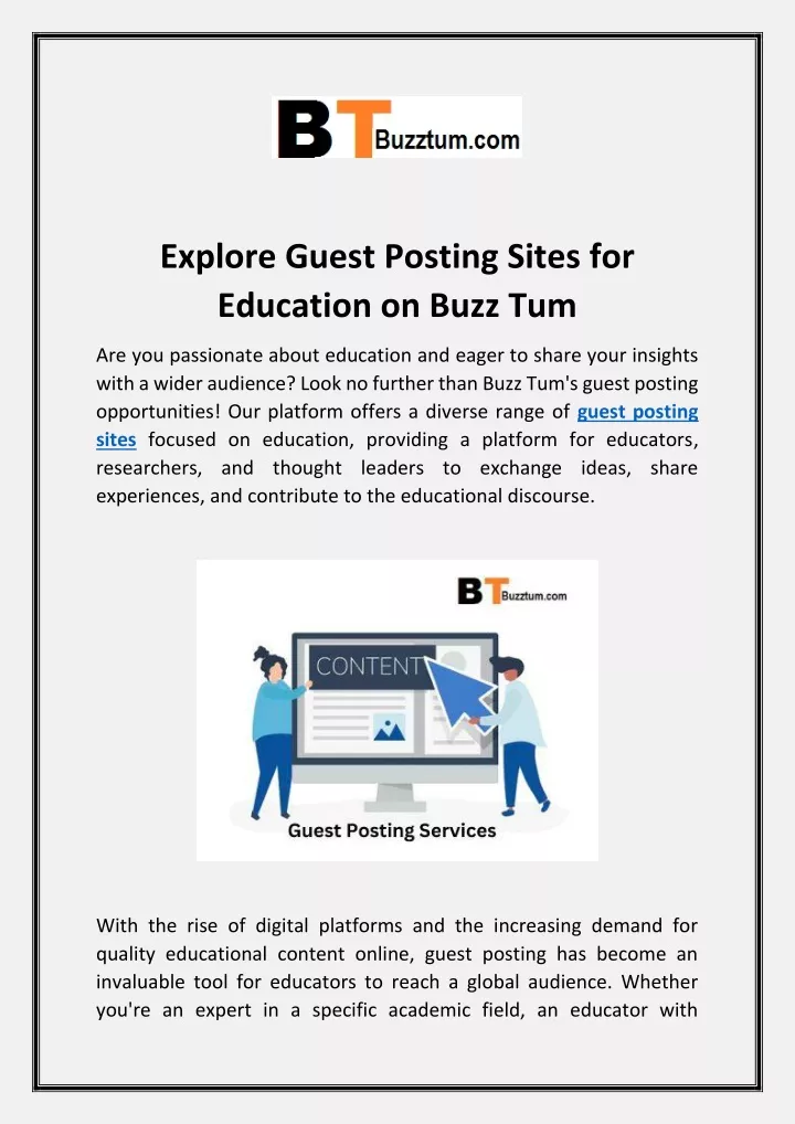 explore guest posting sites for education on buzz