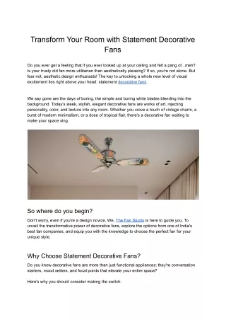 Transform Your Room with Statement Decorative Fans