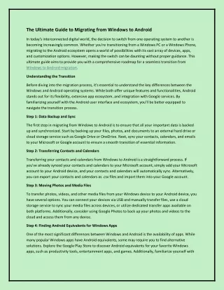 The Ultimate Guide to Migrating from Windows to Android