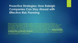 Proactive Strategies How Raleigh Companies Can Stay Ahead with Effective Risk Planning