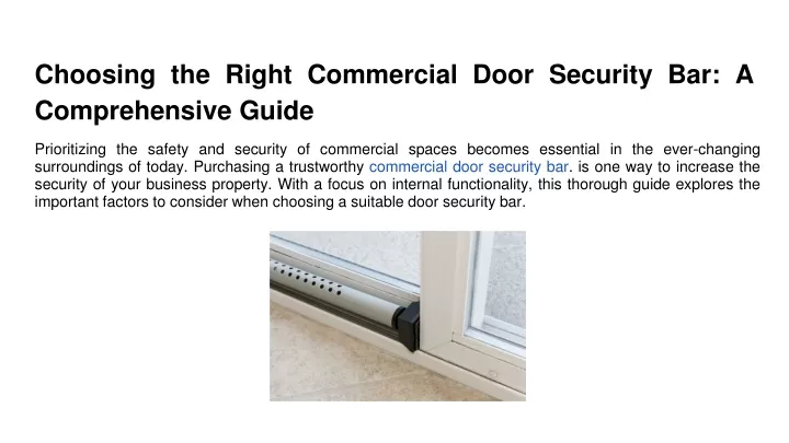 choosing the right commercial door security bar a comprehensive guide