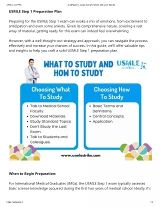 USMLE Step 1 Preparation Plan  - pdf
