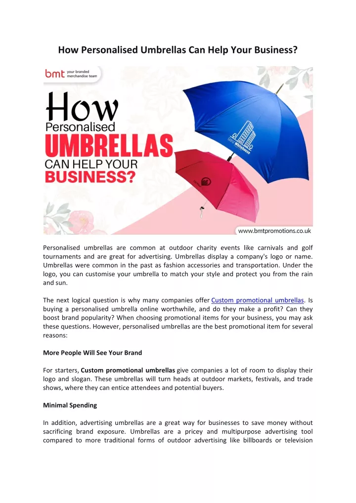 how personalised umbrellas can help your business