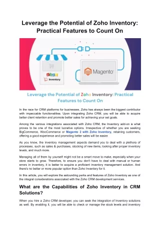 leverage the potential of zoho inventory