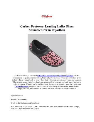 Carbon Footwear, Leading Ladies Shoes Manufacturer in Rajasthan