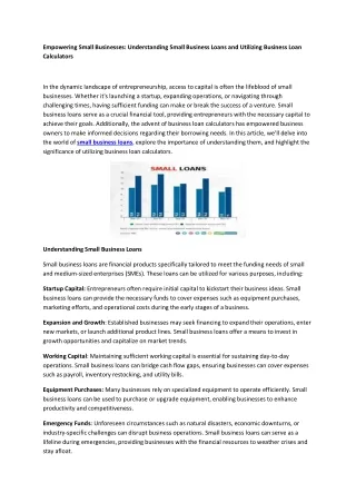 Empowering Small Businesses: Understanding Small Business Loans and Utilizing Bu