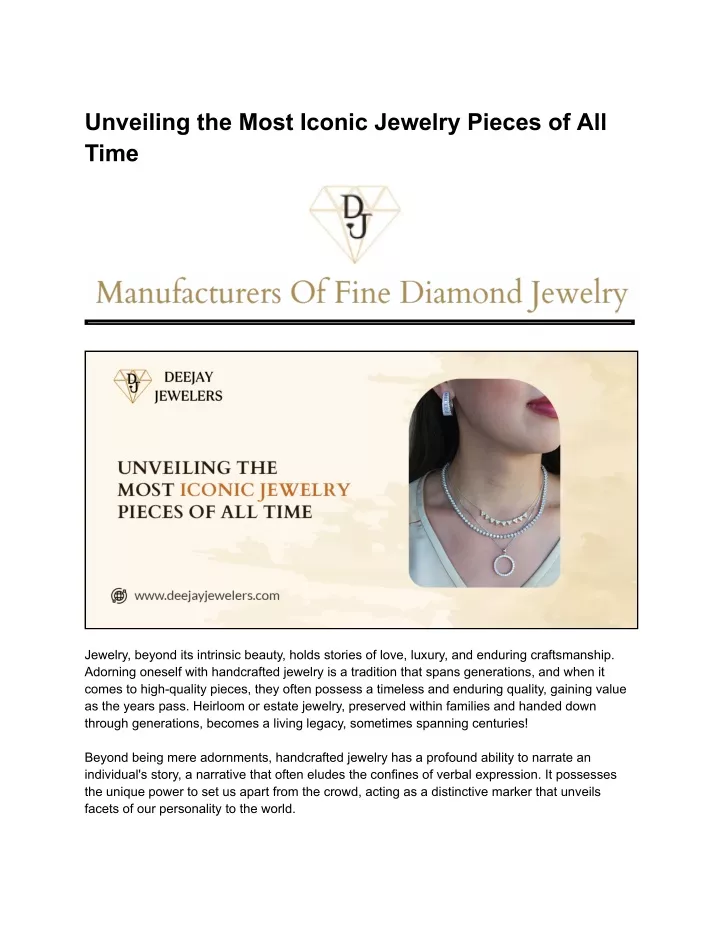 PPT - Unveiling the Most Iconic Jewelry Pieces of All Time PowerPoint 