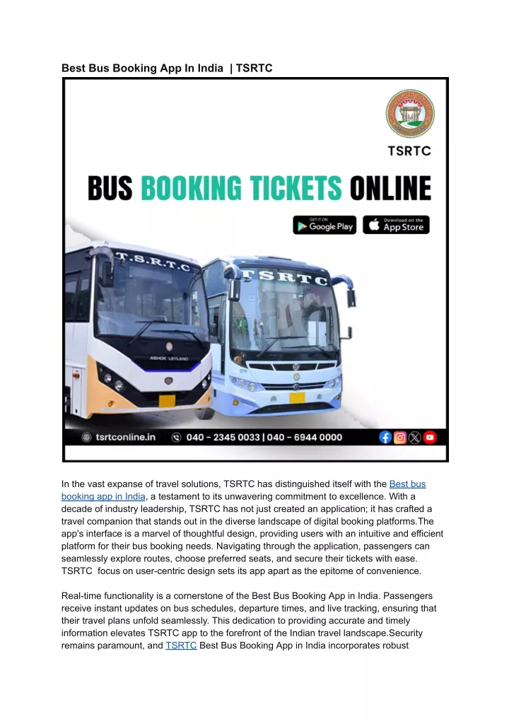 best bus booking app in india tsrtc