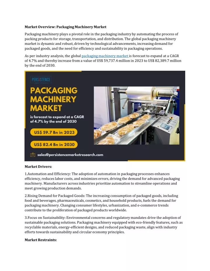 market overview packaging machinery market