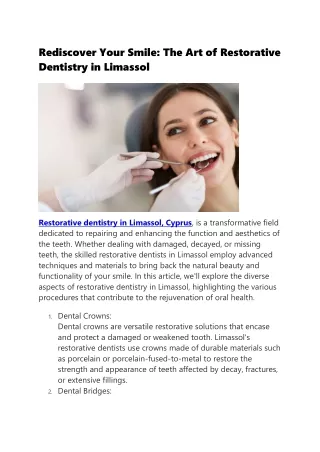 restorative dentistry Limassol
