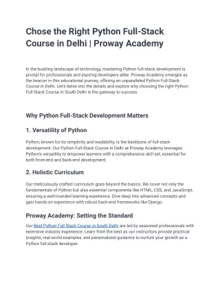 Python Full Stack Course in Delhi wiht Placement