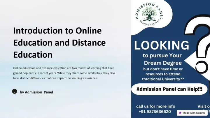 introduction to online education and distance