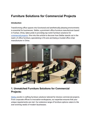 Furniture Solutions for Commercial Projects