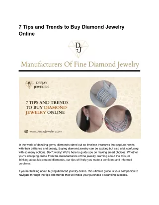 7 Tips and Trends to Buy Diamond Jewelry Online