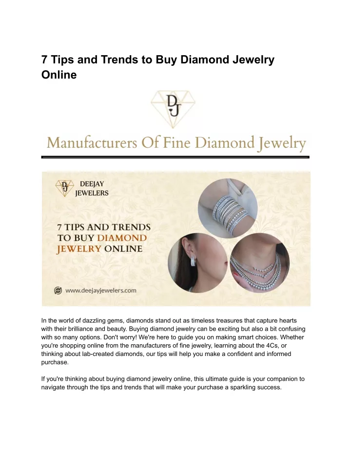 7 tips and trends to buy diamond jewelry online